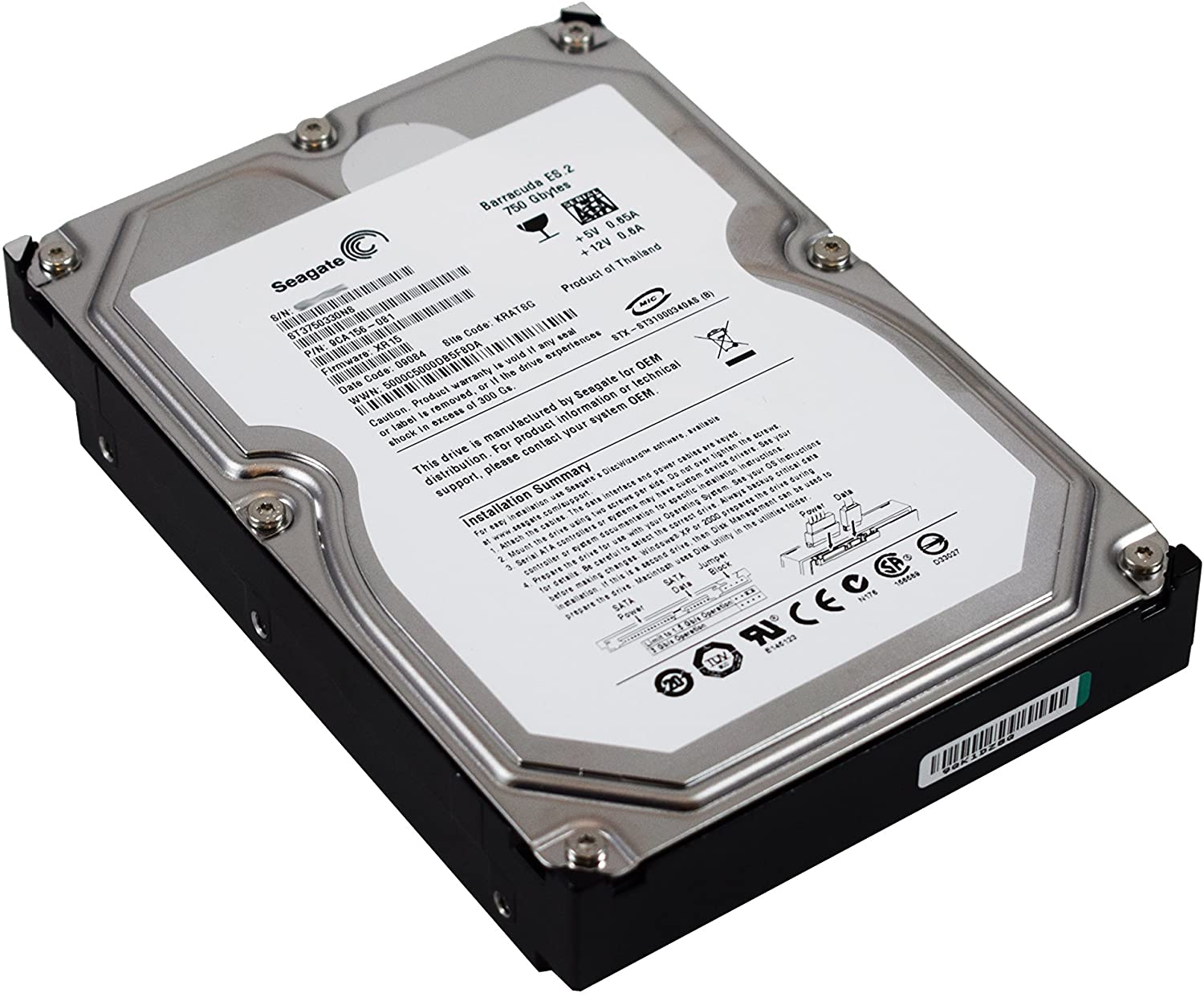Hard Disk Seagate ST31000340NS  SATA 1TB 3.5-INCH HDD Used A